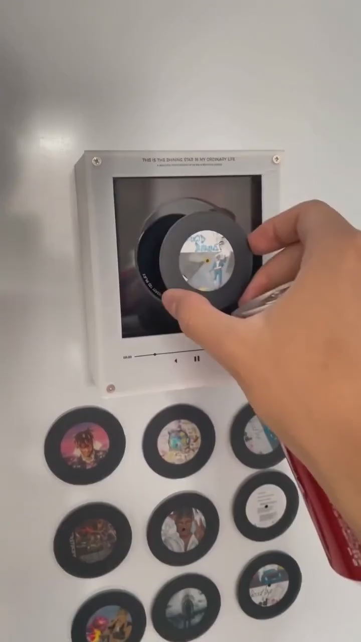 The player glowing on the fridge